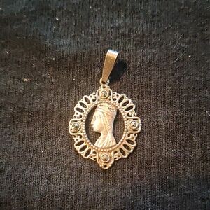 Sterling Silver Hematite Virgin Mary Lourdes Metal Pendant